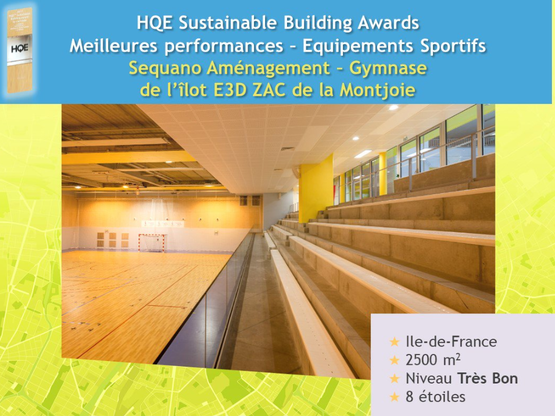 Amo&egrave;s laur&eacute;at des HQE Sustainable Building Awards pour le gymnase de la ZAC Montjoie
